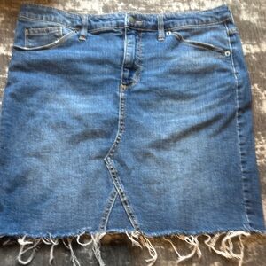 Denim Frayed Hem Skirt